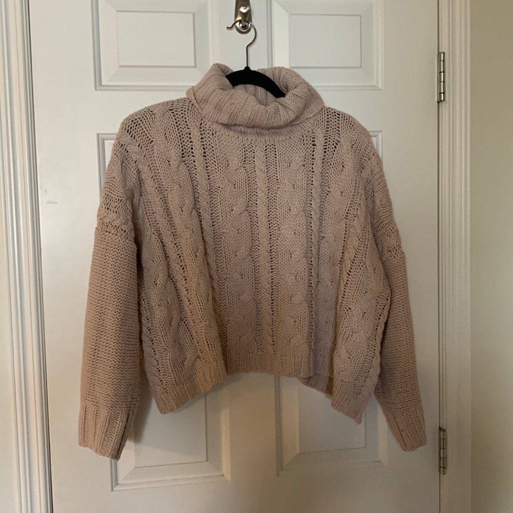SZ L Love Tree Crop Turtleneck Sweater
